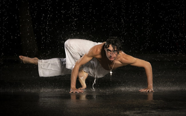 Male dancer in the rain